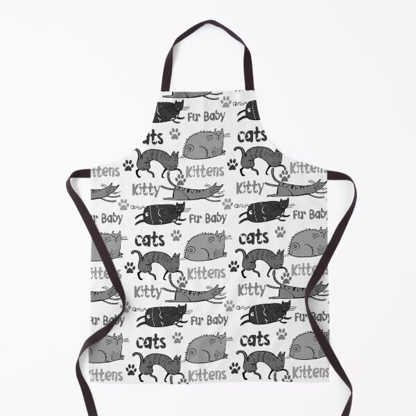 Item preview, BLACK WHITE AND GREY CARTOON CATS AND KITTENS AND FUR BABIES ON WHITE BACKGROUND designed and sold by ozcushionstoo.