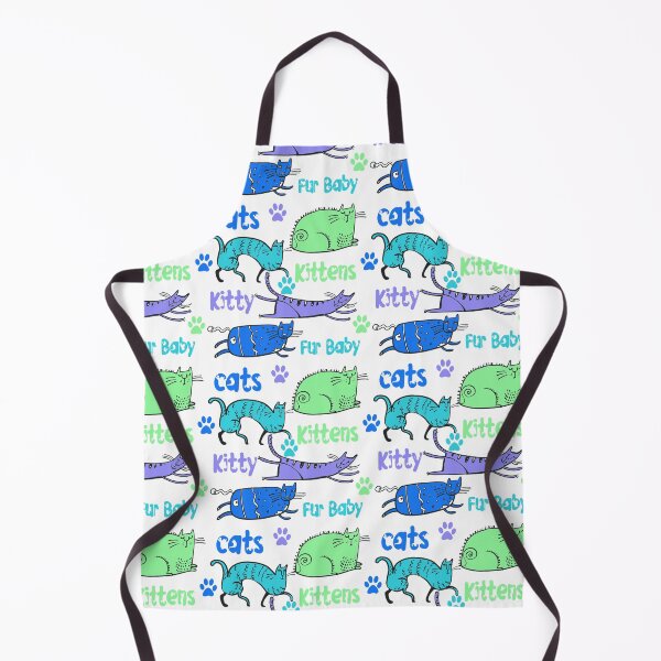 Item preview, BLUE AND GREEN CARTOON CATS AND KITTENS AND FUR BABIES ON WHITE BACKGROUND designed and sold by ozcushionstoo.