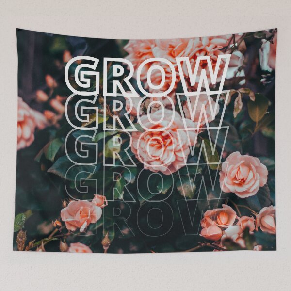 Item preview, GROW (above) - Romantic Light Pink Flowers, Fantasy Garden Aesthetic, Floral Background designed and sold by AliceSLee.