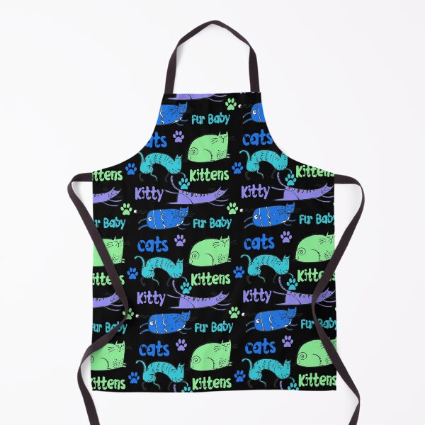 Item preview, BLUE AND GREEN CARTOON CATS AND KITTENS AND FUR BABIES ON BLACK BACKGROUND designed and sold by ozcushionstoo.