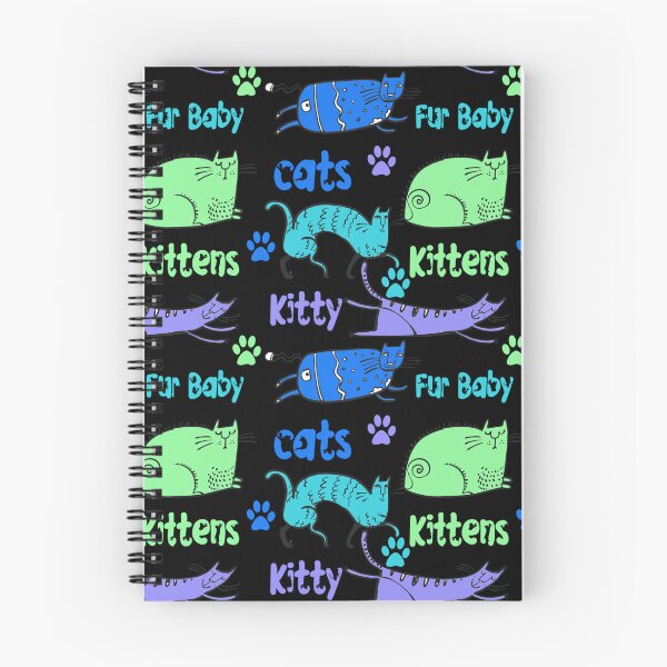 Item preview, BLUE AND GREEN CARTOON CATS AND KITTENS AND FUR BABIES ON BLACK BACKGROUND  designed and sold by ozcushionstoo.