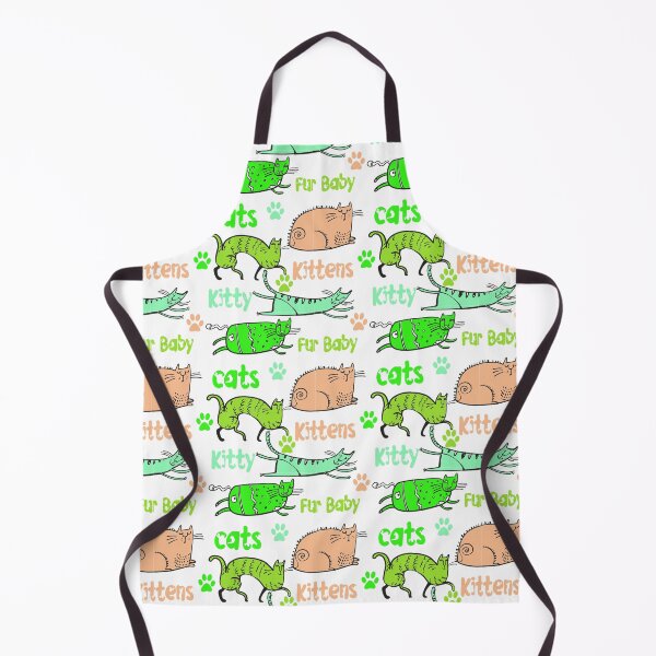 Item preview, GREEN AND PEACH CARTOON CATS AND KITTENS AND FUR BABIES ON WHITE BACKGROUND designed and sold by ozcushionstoo.