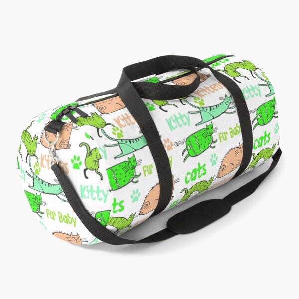 Item preview, GREEN AND PEACH CARTOON CATS AND KITTENS AND FUR BABIES ON WHITE BACKGROUND  designed and sold by ozcushionstoo.