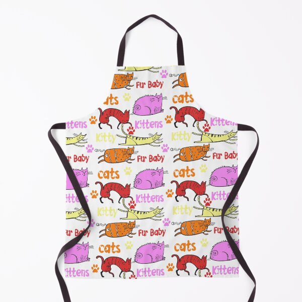 Item preview, PINK AND ORANGE AND YELLOW AND RED CARTOON CATS AND KITTENS AND FUR BABIES ON WHITE BACKGROUND designed and sold by ozcushionstoo.