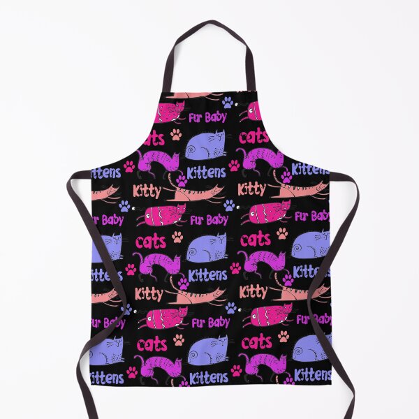 Item preview, PINK AND PURPLE CARTOON CATS AND KITTENS AND FUR BABIES ON BLACK BACKGROUND designed and sold by ozcushionstoo.