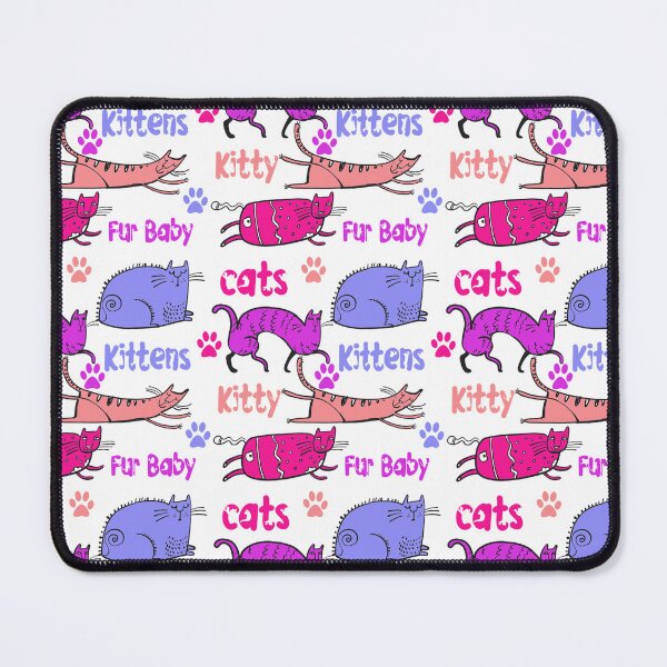 Item preview, PINK AND PURPLE CARTOON CATS AND KITTENS AND FUR BABIES ON WHITE BACKGROUND designed and sold by ozcushionstoo.