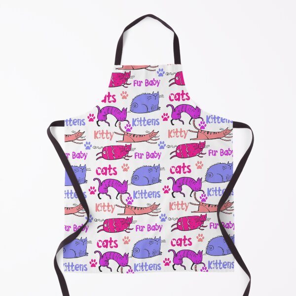 Item preview, PINK AND PURPLE CARTOON CATS AND KITTENS AND FUR BABIES ON WHITE BACKGROUND designed and sold by ozcushionstoo.