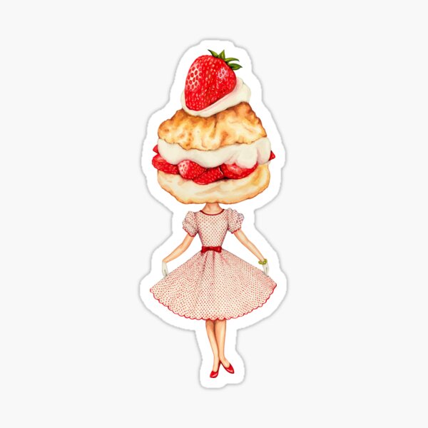 Item preview, Cake Head Pin-Up: Strawberry Shortcake designed and sold by Kelly  Gilleran.