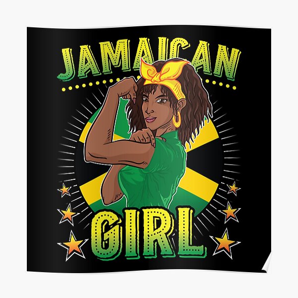 "Jamaican Girl Queen Empress Rastafari Reggae Jamaica Flag" Poster for
