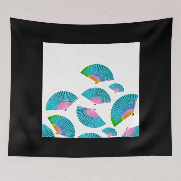Item preview, Blue Geisha Fan Retro Japan Cyberpunk Sensu Throw Pillow designed and sold by MalisaBelani.
