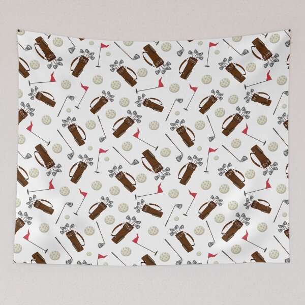 Item preview, Golf bag, ball, stick and flag vector seamless pattern designed and sold by AubreeFashion.