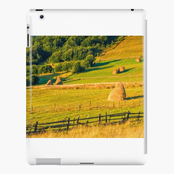 haystacks and a trees on a hillside meadow iPad Snap Case