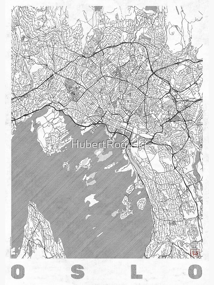 Oslo Map Line by HubertRoguski