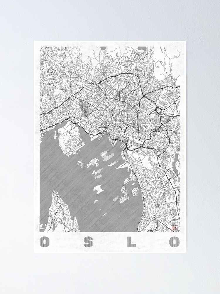 Alternate view of Oslo Map Line Poster