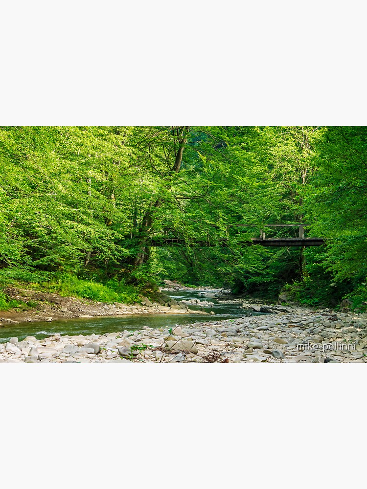 Thumbnail 3 of 3, Sticker, bridge over the forest river designed and sold by mike-pellinni.