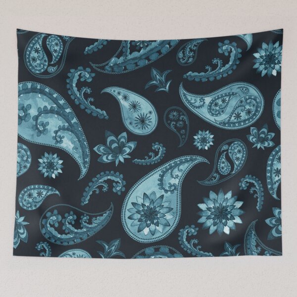 Item preview, Blue and Black Paisley Pattern, Persian Paisley designed and sold by antevasinart.