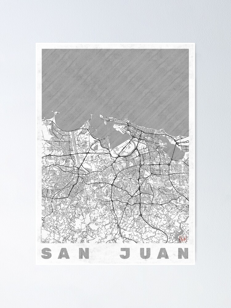 Alternate view of San Juan Map Line Poster