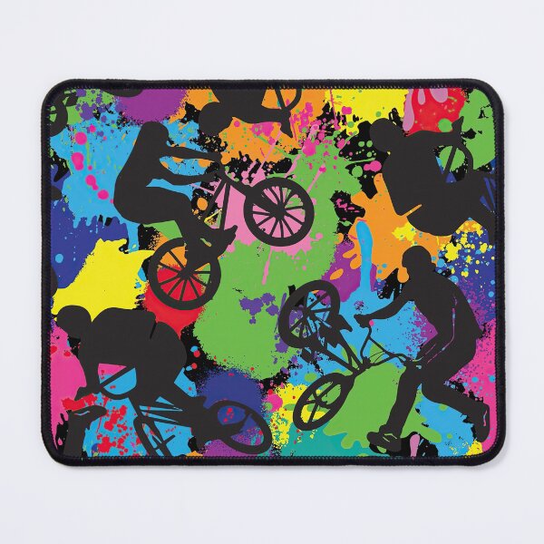 Artikelvorschau, BMX-Fahrer, Silhouetten, Auf, Farbe, Spritzen, Hintergrund, Pattern entworfen und verkauft von HayleyAnn79.