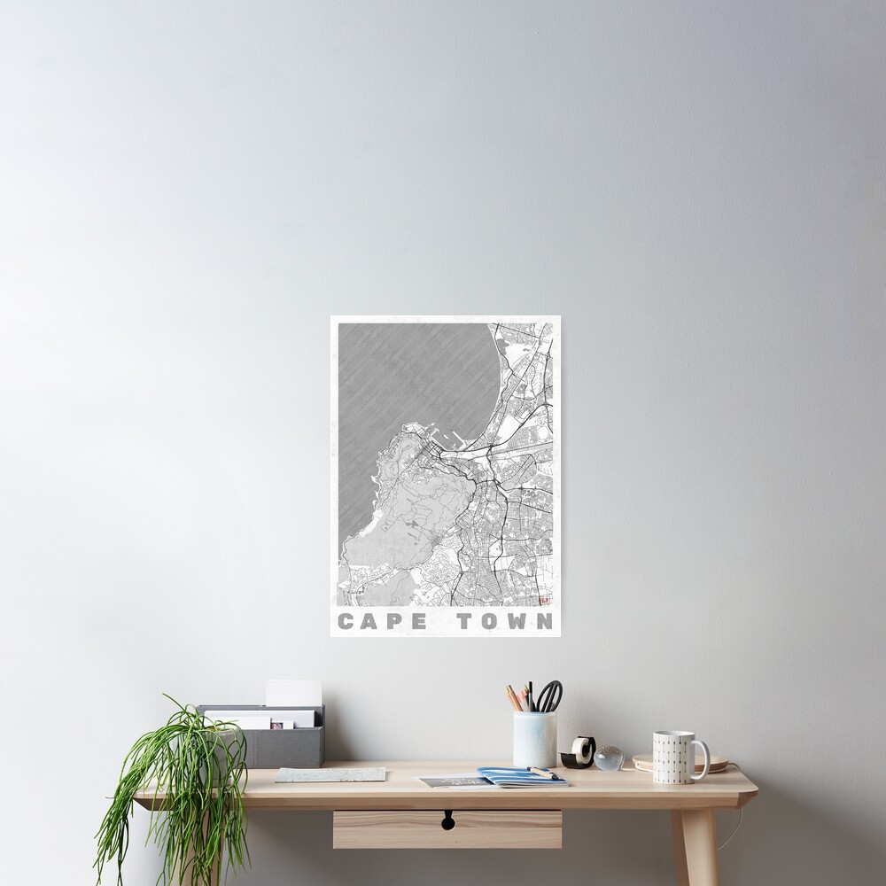 Cape Town Map Line Poster