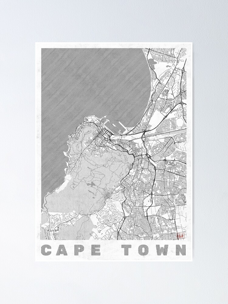 Alternate view of Cape Town Map Line Poster