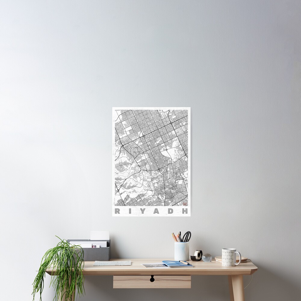 Riyadh Map Line Poster