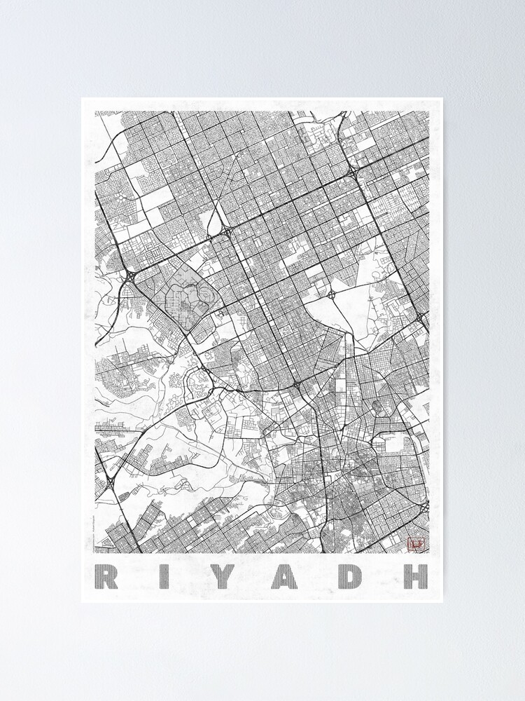 Alternate view of Riyadh Map Line Poster