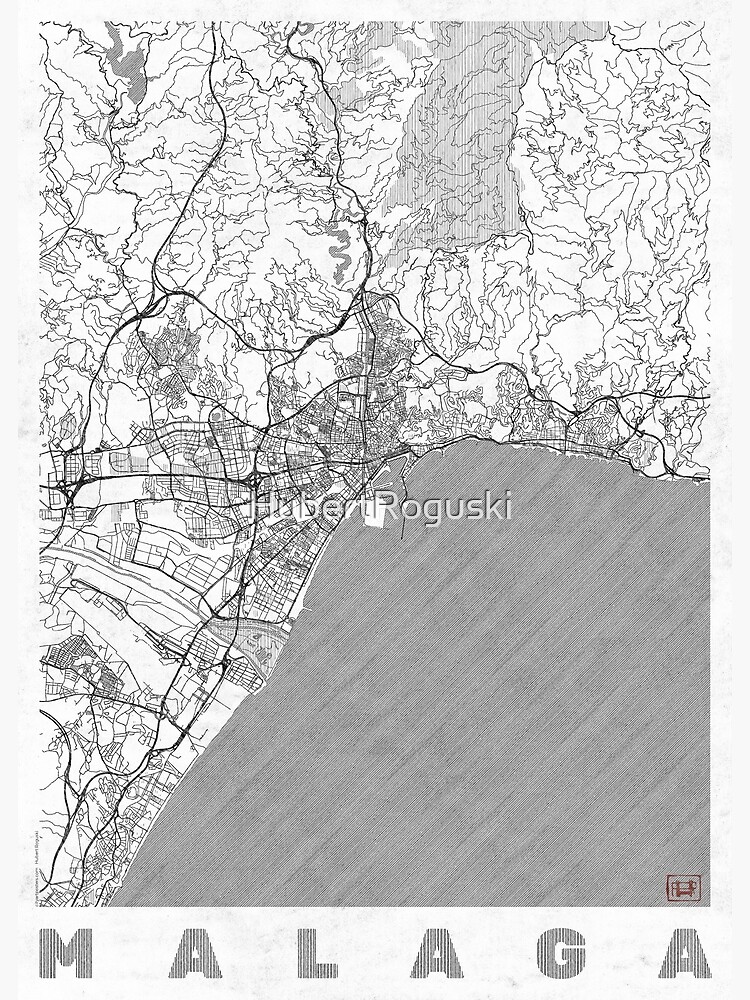 Malaga Map Line by HubertRoguski