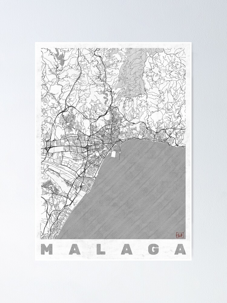 Alternate view of Malaga Map Line Poster