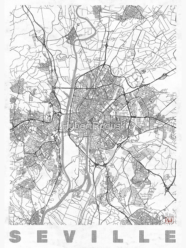 Seville Map Line by HubertRoguski