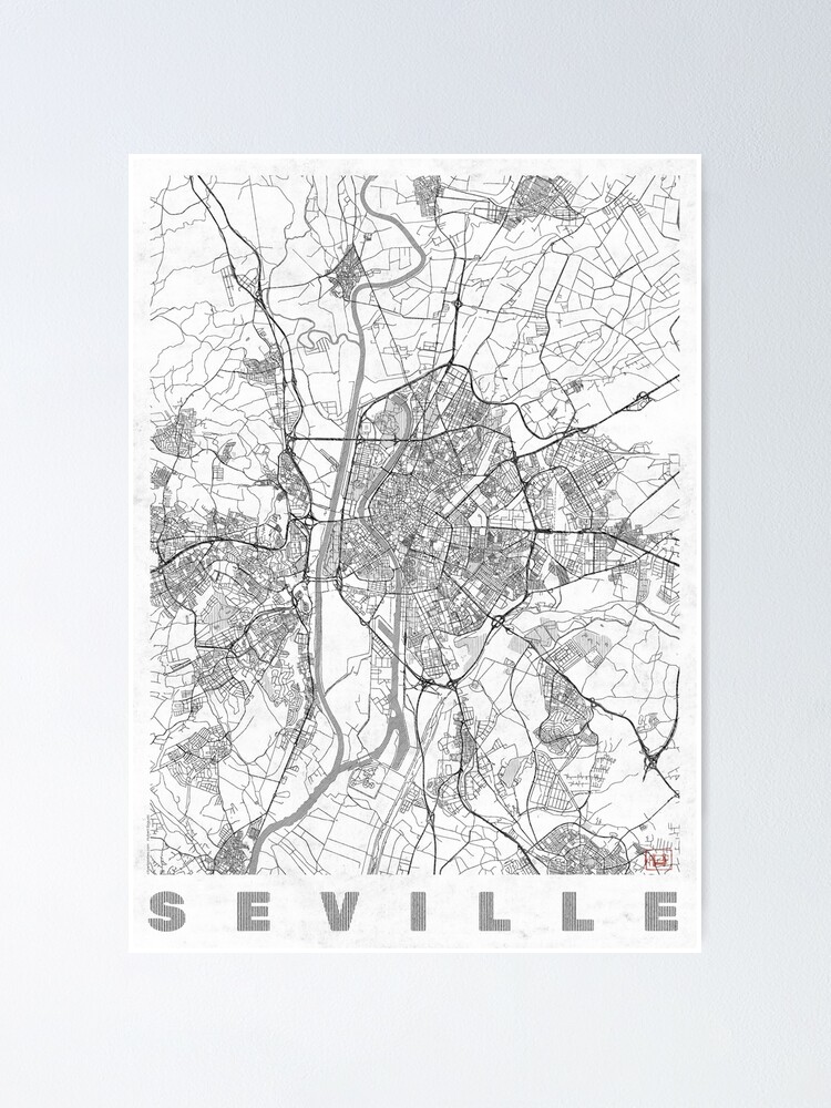 Alternate view of Seville Map Line Poster