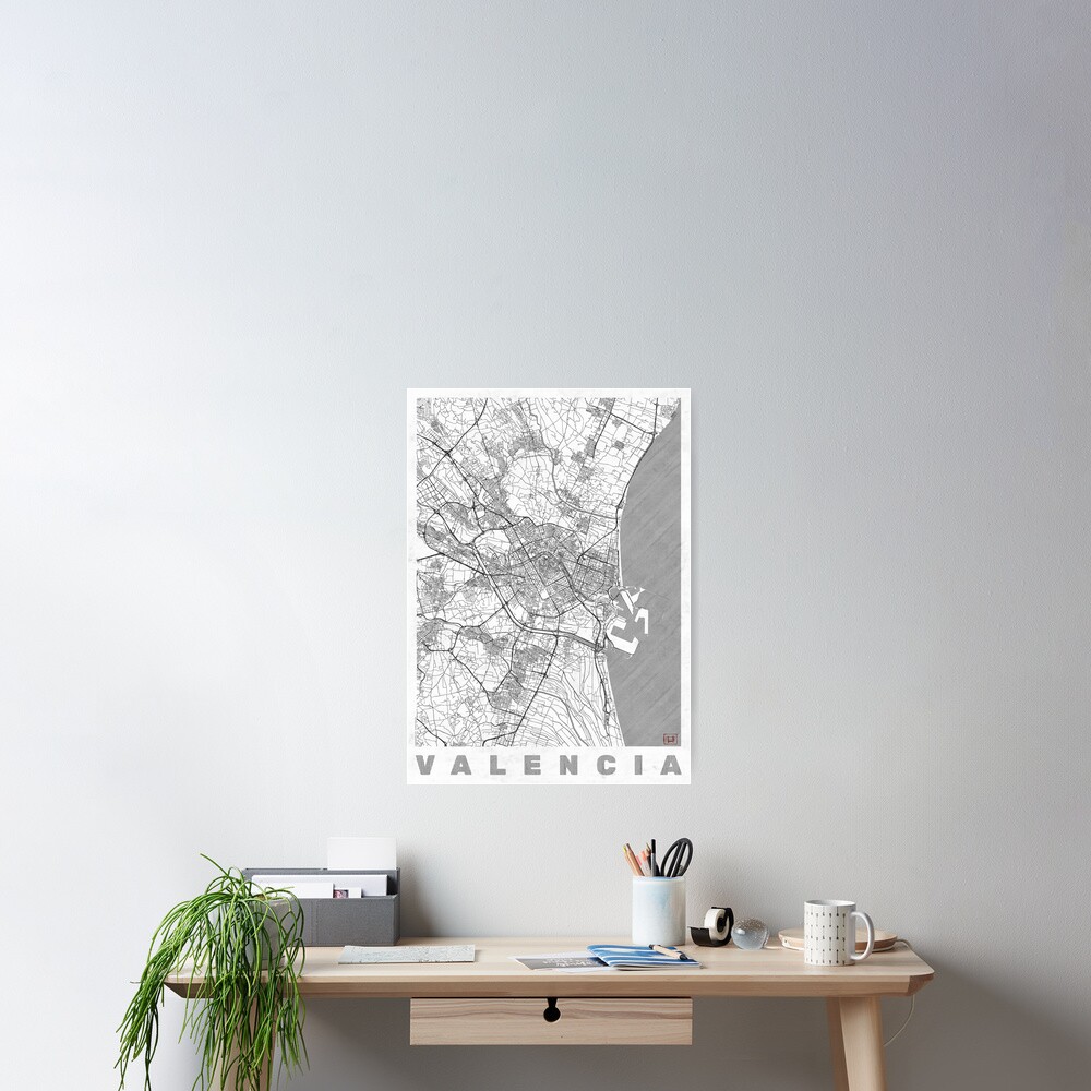 Valencia Map Line Poster
