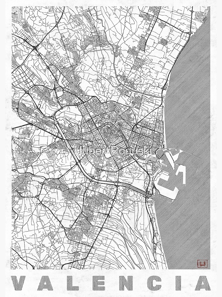 Valencia Map Line by HubertRoguski