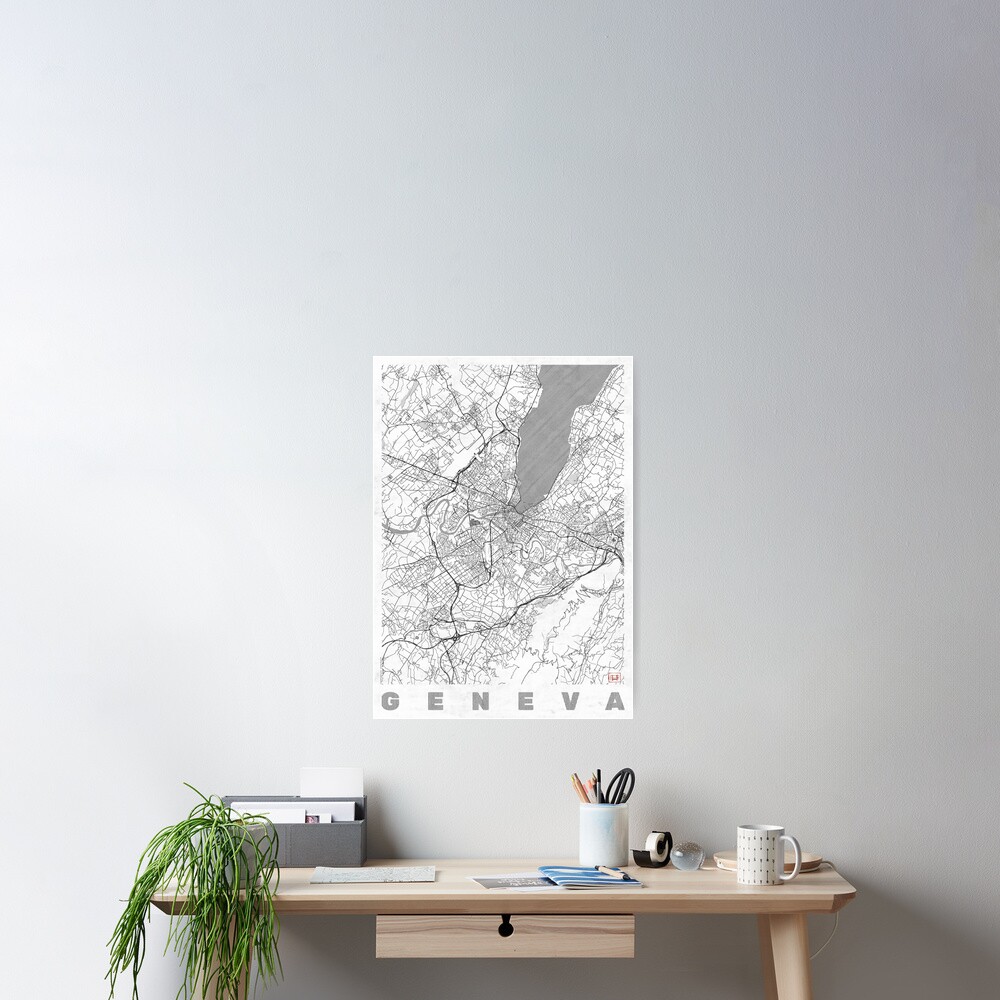 Geneva Map Line Poster