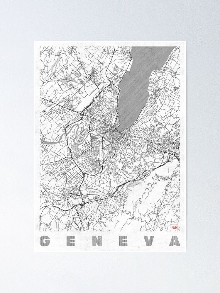 Alternate view of Geneva Map Line Poster