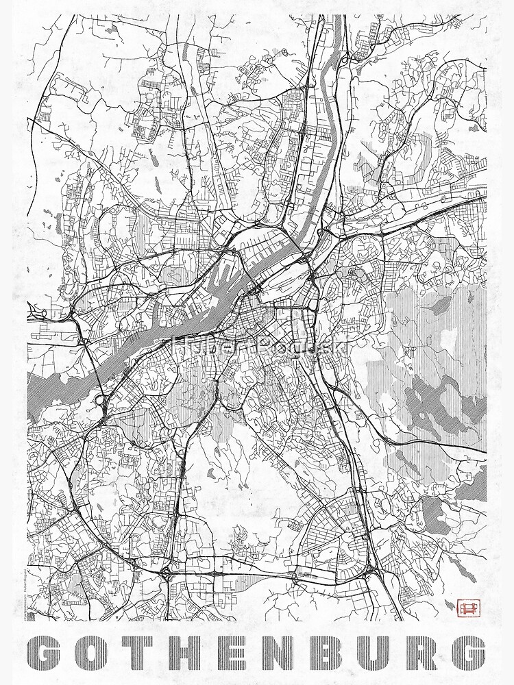Gothenburg Map Line by HubertRoguski