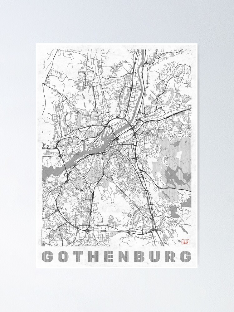Alternate view of Gothenburg Map Line Poster