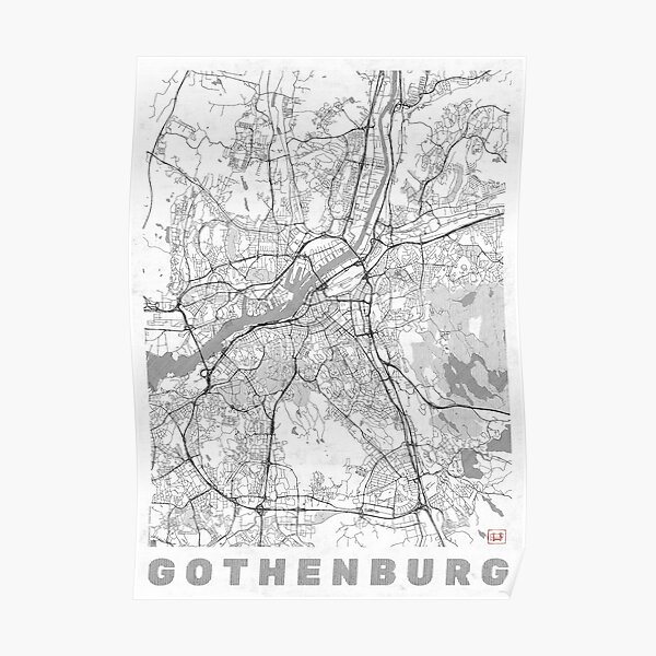 Gothenburg Map Line Poster