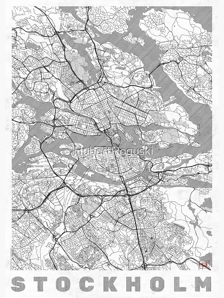 Thumbnail 3 of 3, Poster, Stockholm Map Line designed and sold by HubertRoguski.