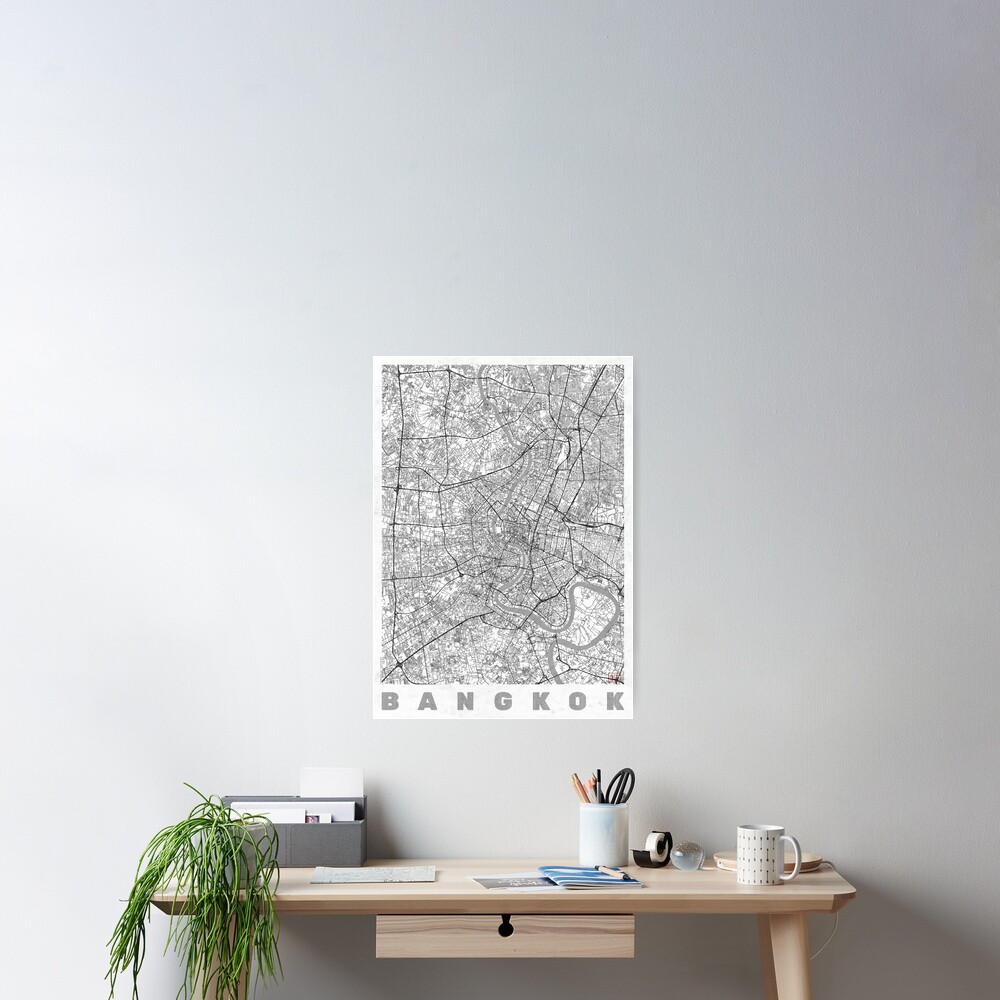 Bangkok Map Line Poster