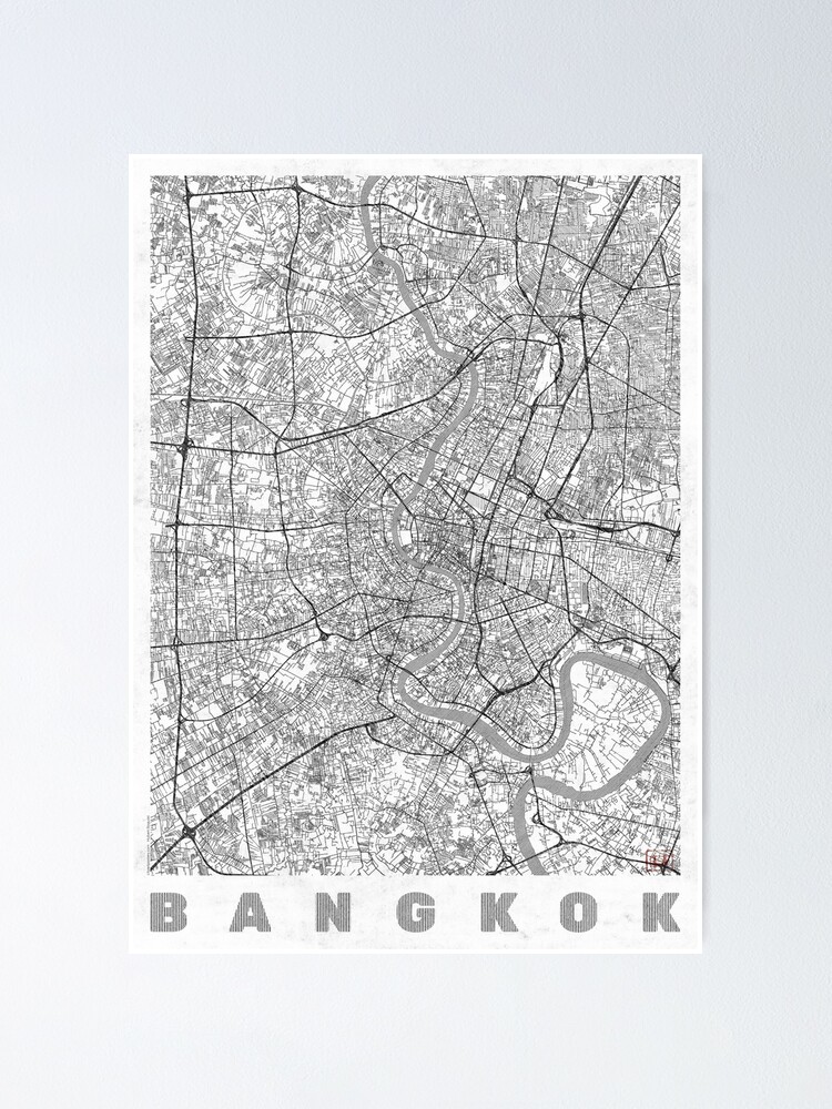 Alternate view of Bangkok Map Line Poster