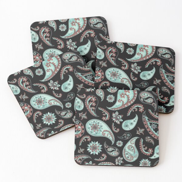 Item preview, Aqua and Black Paisley Pattern, Persian Paisley designed and sold by antevasinart.