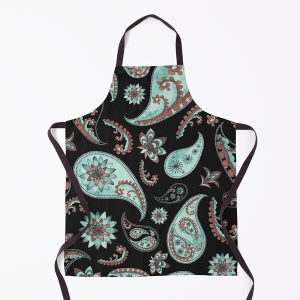 Artikelvorschau, Aqua und schwarzes Paisley-Muster, persisches Paisley entworfen und verkauft von antevasinart.