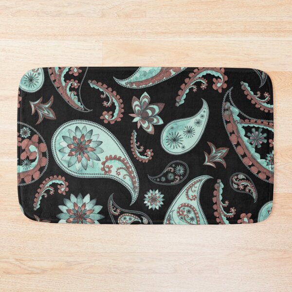 Item preview, Aqua and Black Paisley Pattern, Persian Paisley designed and sold by antevasinart.
