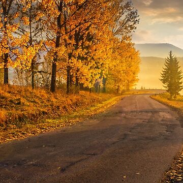 Artwork thumbnail, mountain road to village in mountains by mike-pellinni