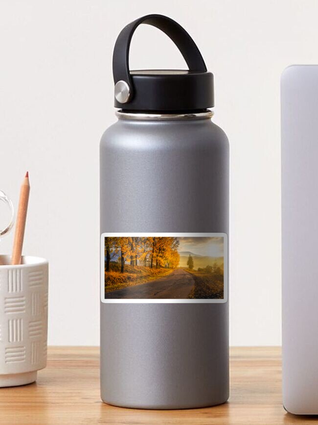 Thumbnail 1 of 3, Sticker, mountain road to village in mountains designed and sold by mike-pellinni.