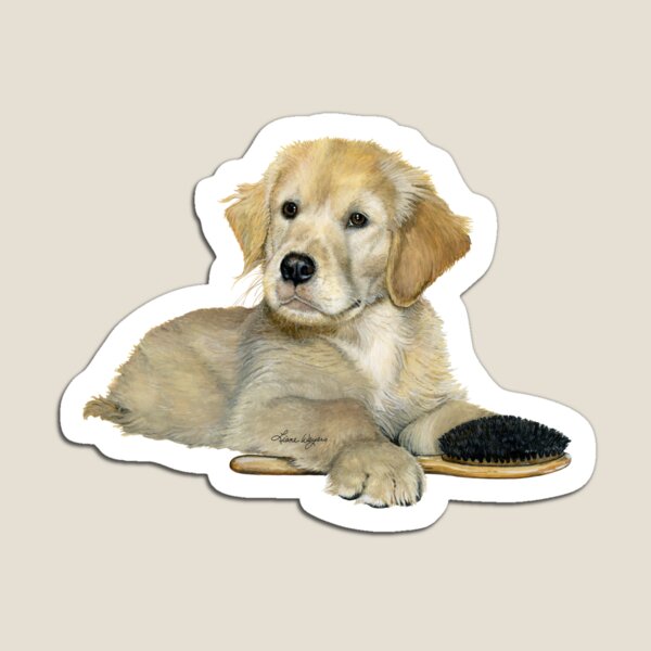 Item preview, Golden Retriever Puppy with brush designed and sold by Liane Weyers.