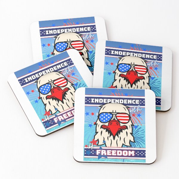 Item preview,  Patriotic Sky Blue Cute July 4Th American Eagle with Cool Shades-Independence Day-Freedom Fireworks Stars and Stripes USA  designed and sold by ChristabellaWwMS.
