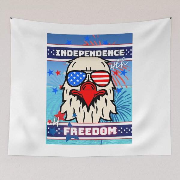 Item preview,  Patriotic Sky Blue Cute July 4Th American Eagle with Cool Shades-Independence Day-Freedom Fireworks Stars and Stripes USA  designed and sold by ChristabellaWwMS.