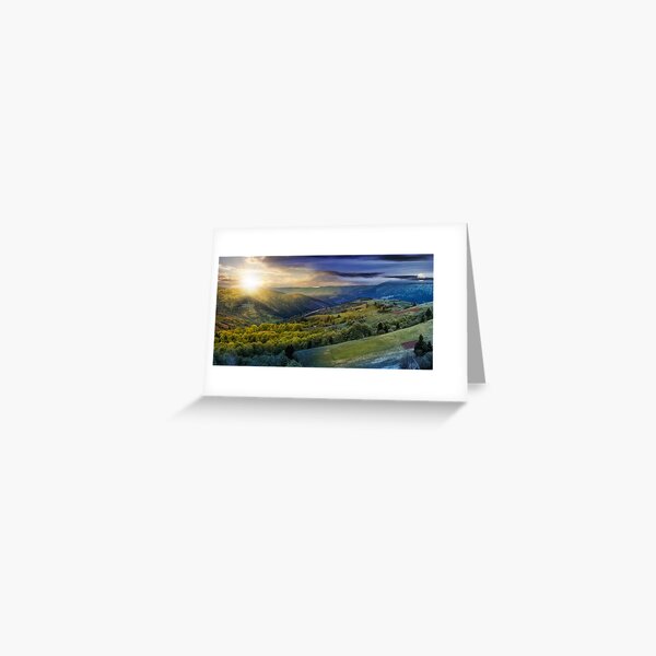 forest on a mountain hillside in rural area. day and night change Greeting Card