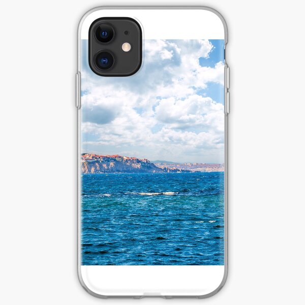 town on a cliff above the seashore iPhone Soft Case
